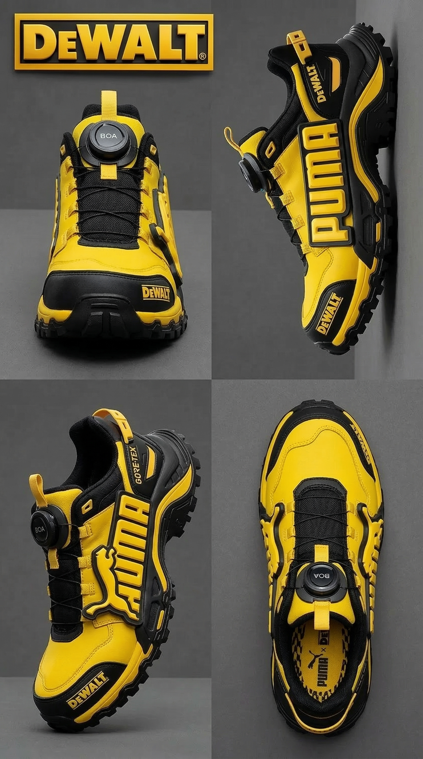 Waterproof and breathable men’s work and hiking boots from PUMA® and DEWALT are ideal for work and outdoor activities.