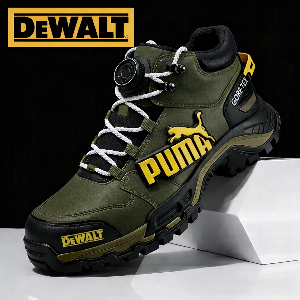 Waterproof and breathable men’s work and hiking boots from PUMA® and DEWALT are ideal for work and outdoor activities.